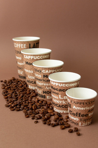Однослойный бумажный стаканс дизайном "COFFEE" 185 мл для эспрессо, небольших порций, вендинга. 73*50*81 мм
