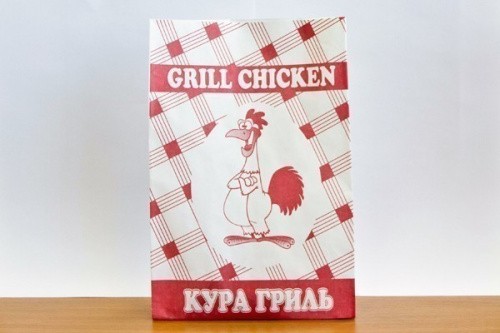 Бумажный белый пакет с повышенными барьерными свойствами для курицы гриль и другой продукции 150*80*250 мм